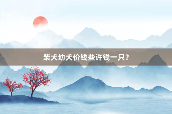 柴犬幼犬价钱些许钱一只？